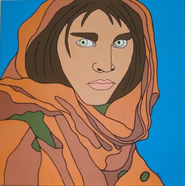 Acrylique sur toile (80x80) 2010 D'après une photo de Steve Mc Curry.